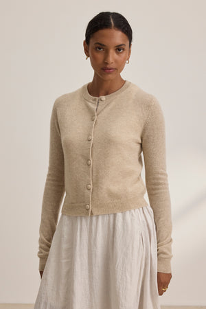 VELVET - CHRICHET OAT CASHMERE CARDIGAN