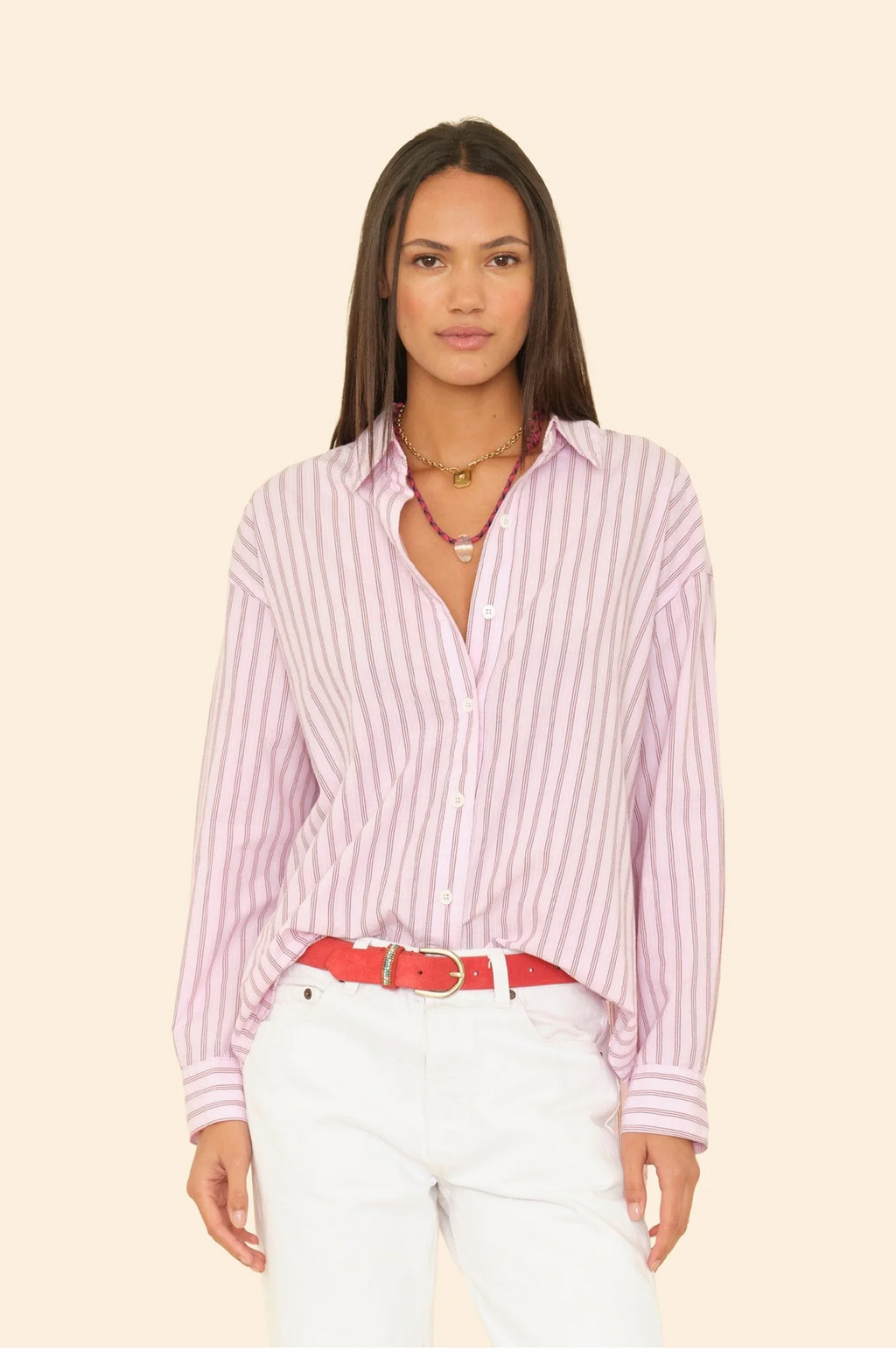 XIRENA - HAYVEN SHIRT BLUSH CHERRY STRIPE