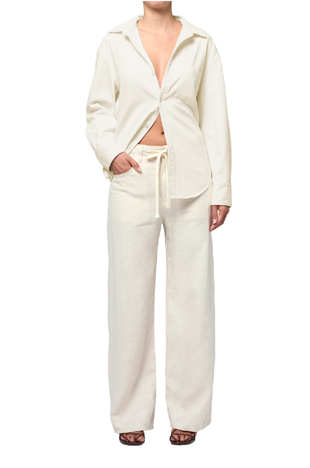 CITIZENS OF HUMANITY - BRYNN LINEN DRAWSTRING TROUSER IN VANILLA