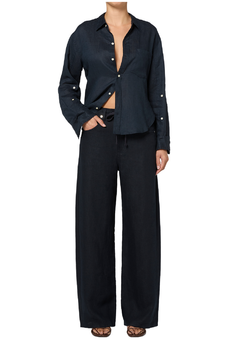 CITIZENS OF HUMANITY - BYRNN LINEN DRAWSTRING TROUSER IN NAVY