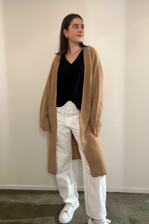 CRUSH ELECTRIC MAXI CARDIGAN CAMEL