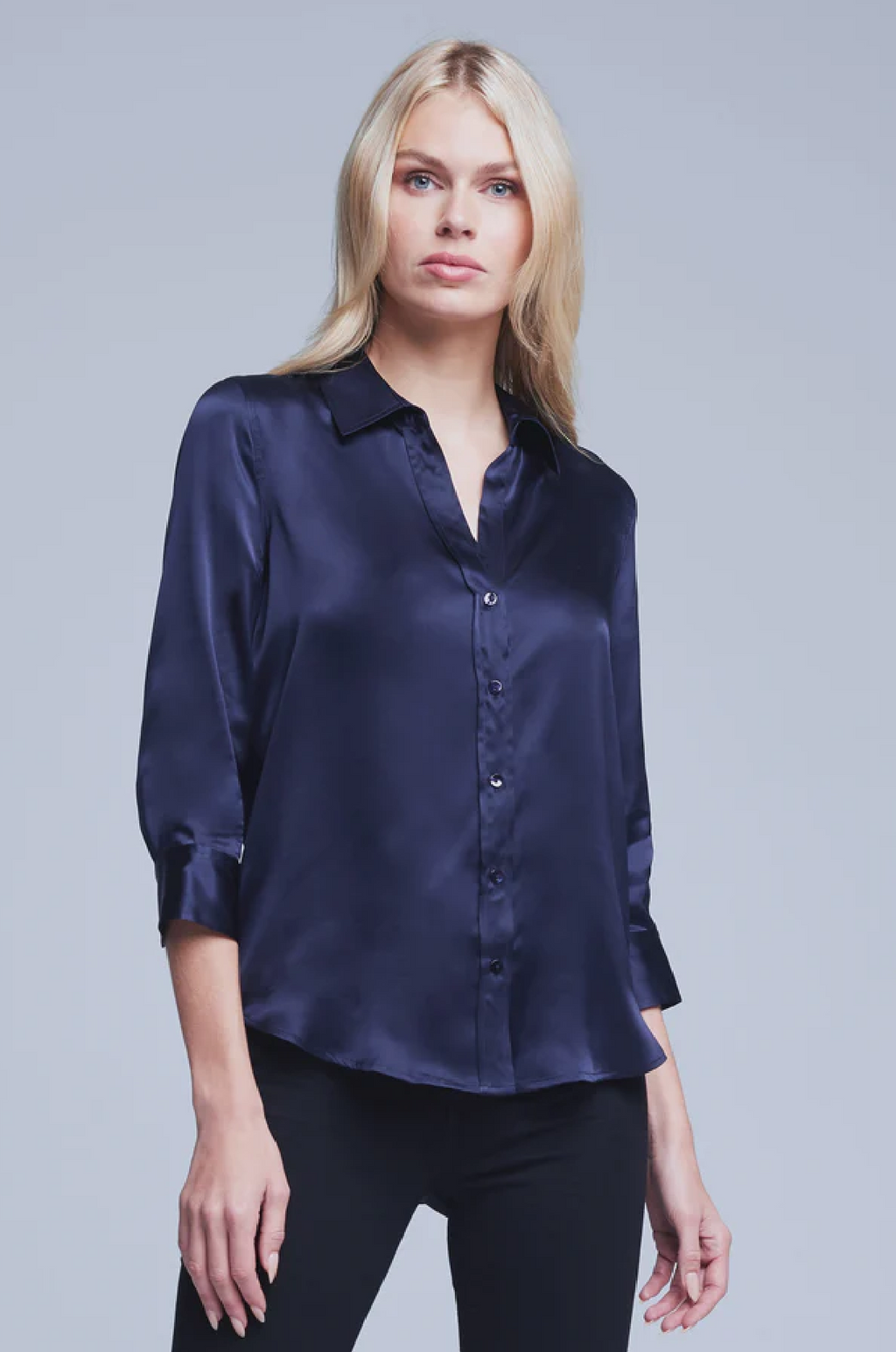 L'AGENCE - DANI 3/4 SLEEVE BLOUSE MIDNIGHT