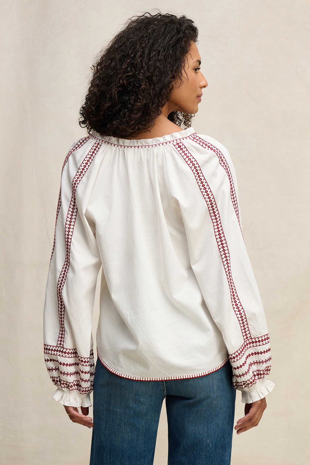 VELVET - EMBROIDERED POPLIN CREAM