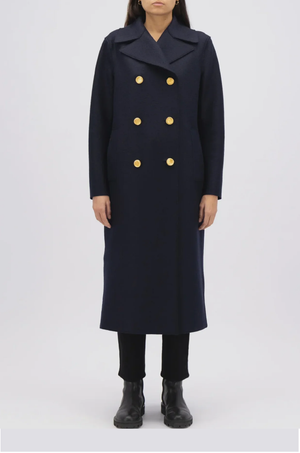 HARRIS WHARF LONDON - MILITARY COAT PRESSED WOOL NAVY