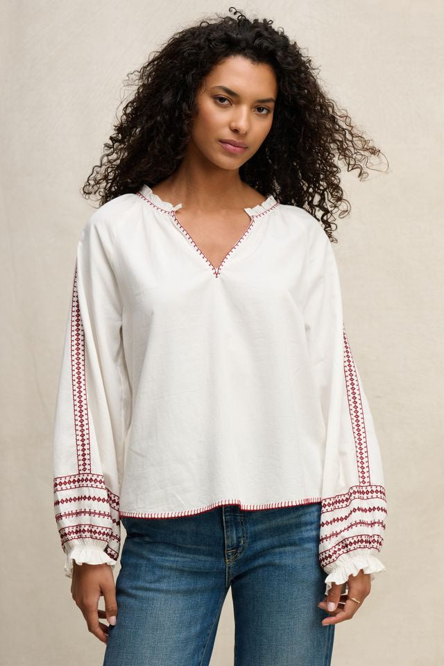 VELVET - EMBROIDERED POPLIN CREAM