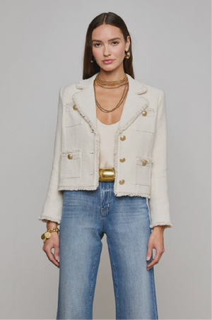 L 'AGENCE - SYLVIA IVORY COLLARD JACKET