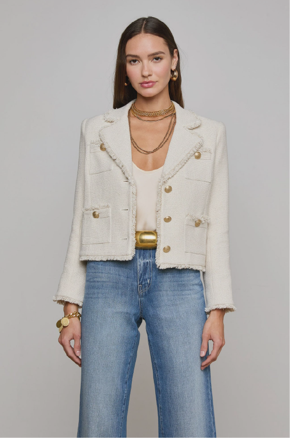 L 'AGENCE - SYLVIA IVORY COLLARD JACKET