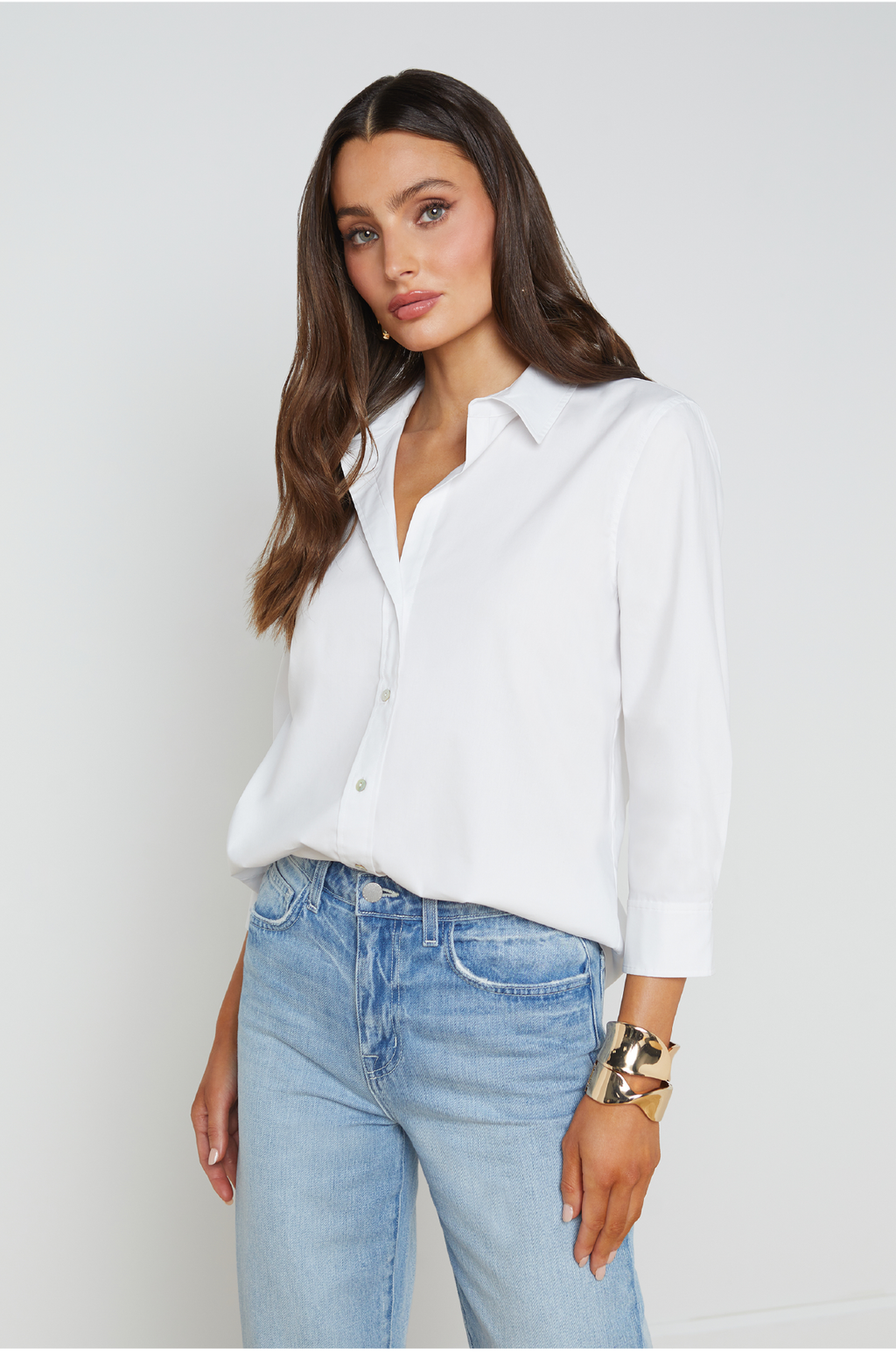 L 'AGENCE - DANIELLA 3/4 SLEEVE BLOUSE WHITE