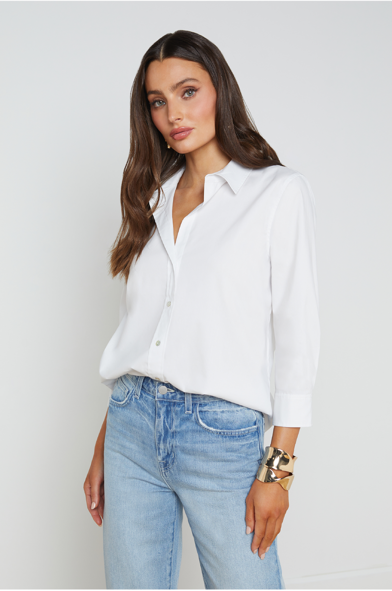 L 'AGENCE - DANIELLA 3/4 SLEEVE BLOUSE WHITE