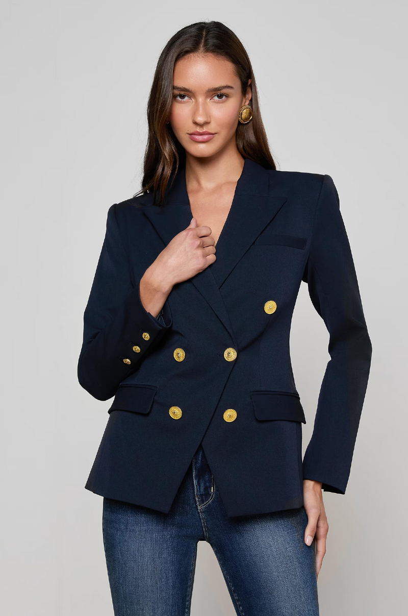 L 'AGENCE - KYOMI DOUBLE BREATED BLAZER IN MIDNIGHT