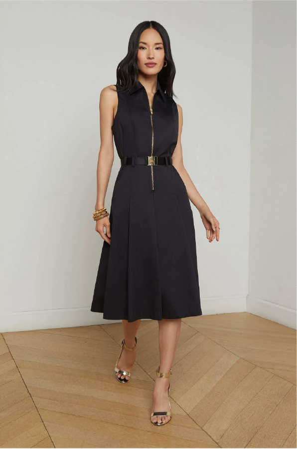 L 'AGENCE - KYLO BELTED SHIRT DRESS BLACK
