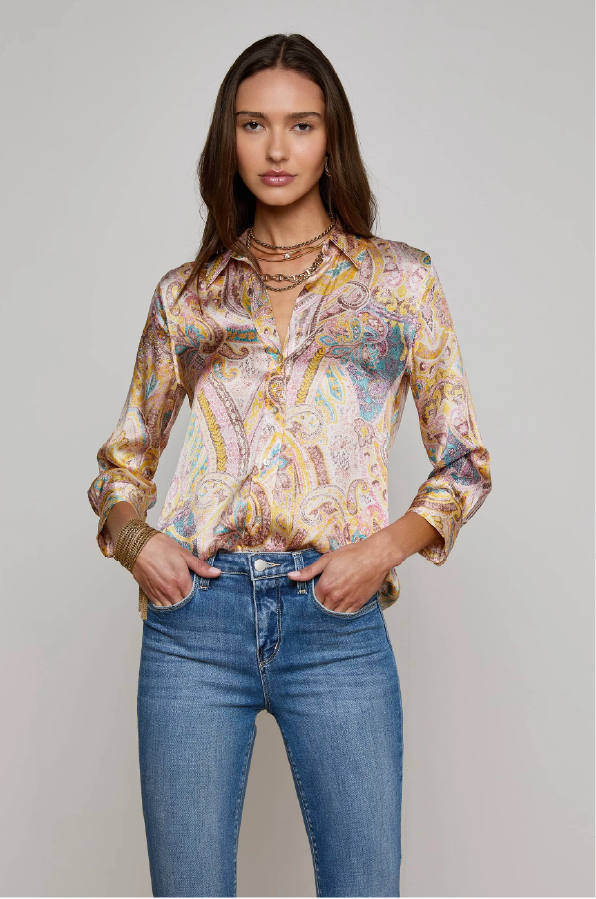 L 'AGENCE - DANI 3/4 SLEEVE BLOUSE PAISLEY