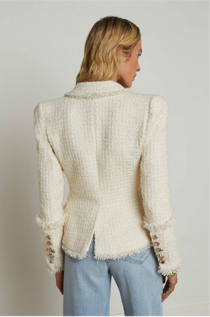 L 'AGENCE - KAISLEY BLAZER WITH FRAY WHITE