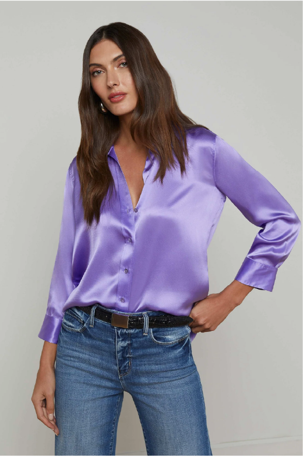 L 'AGENCE - DANI SILK BLOUSE ELECTRIC PURPLE