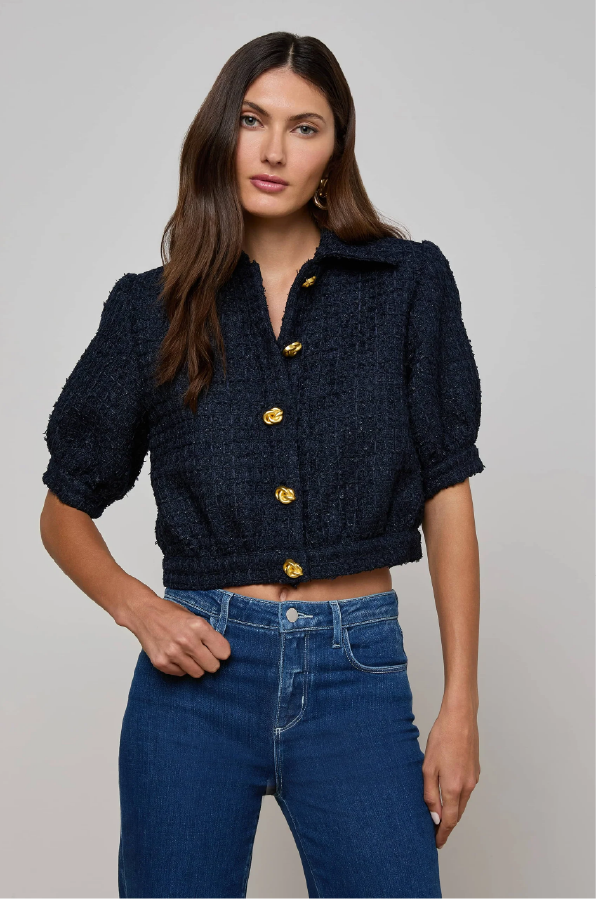 L 'AGENCE - COVE CROP SHIRT MIDNIGHT