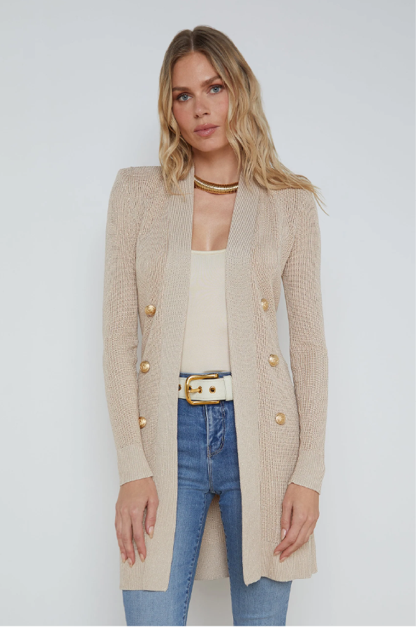 L 'AGENCE - NOE DOUBLE BREASTED CARDI PECAN