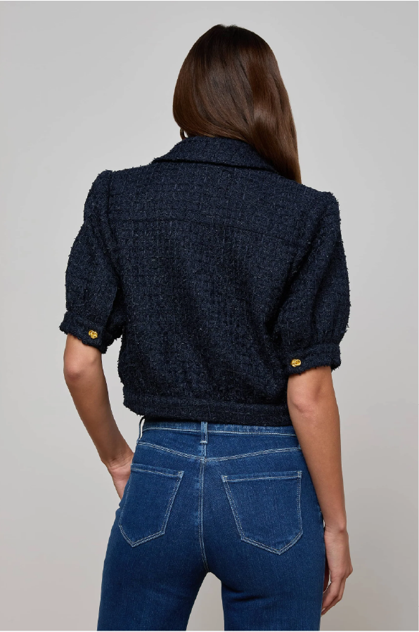 L 'AGENCE - COVE CROP SHIRT MIDNIGHT