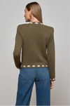 L 'AGENCE - ASTOR CONTRAST TRIM CARDI ARMY