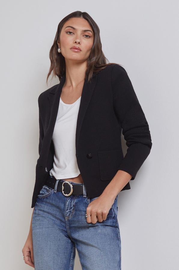 L'AGENCE - SOFIA KNIT BLAZER BLACK