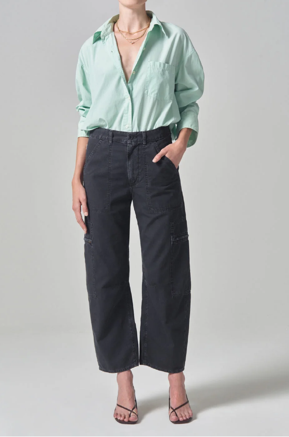 CITIZENS OF HUMANITY - MARCELLE LOW SLUNG WASHED BLACK CARGO