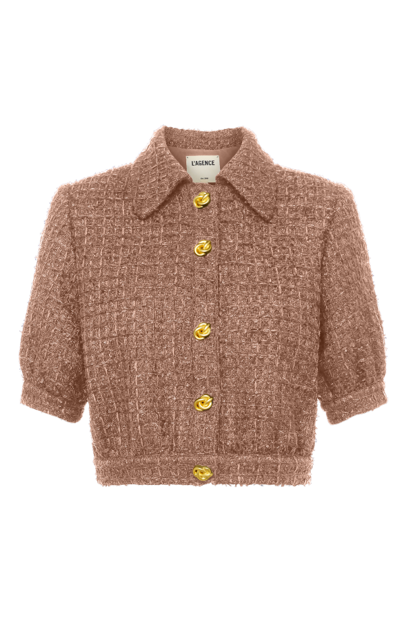 L 'AGENCE - COVE CROP SHIRT JACKET IN CAPPUCCINO