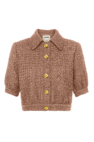 L 'AGENCE - COVE CROP SHIRT JACKET IN CAPPUCCINO