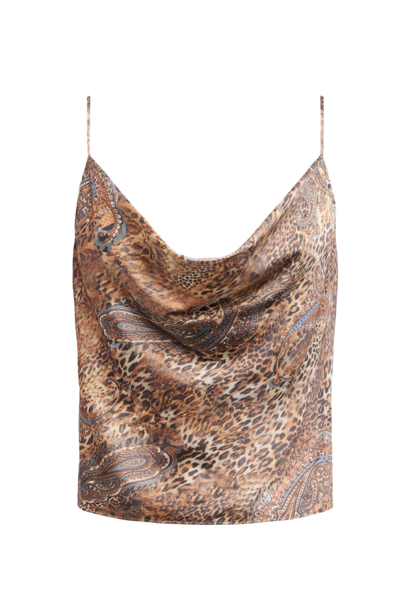 L 'AGENCE - CALISTA COWL NECK CAMI IN BROWN BLUE