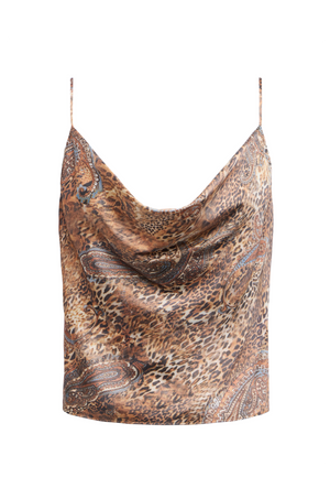 L 'AGENCE - CALISTA COWL NECK CAMI IN BROWN BLUE