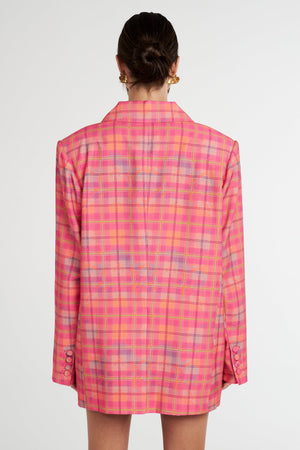 SUMMI SUMMI - NEON PLAID OVERSIZED BLAZER