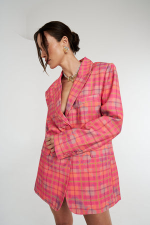 SUMMI SUMMI - NEON PLAID OVERSIZED BLAZER