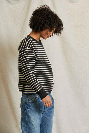 PERFECT WHITE TEE - TYLER FRENCH TERRY STRIPE