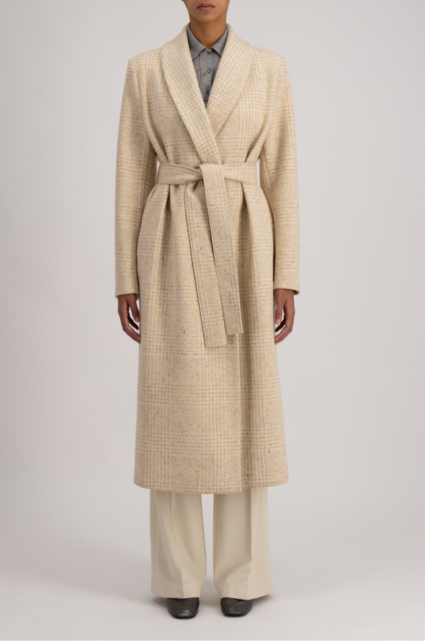 HARRIS WHARF LONDON - SHAWL COLLAR COAT YELLOW