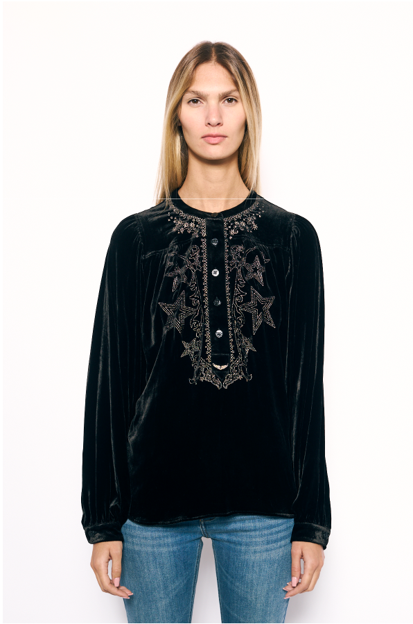 ZADIG ET VOLTAIRE - TIGY VELVET BROD BLACK