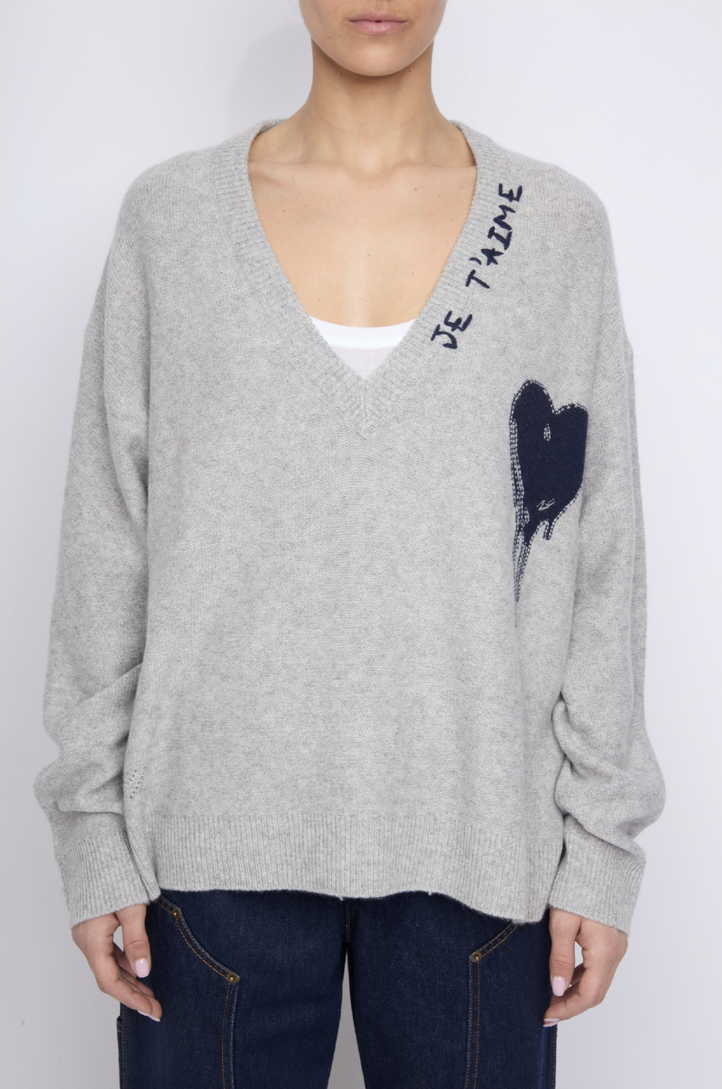 ZADIG ET VOLTAIRE - MIKYZ FLOWING HEART GRIS CHINE