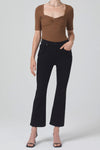 citizens of humanity isola mid rise cropped bootcut plush black denim jeans