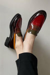 JEFFREY CAMPBELL - LEENA LOAFERS BROWN RED WAS $249 PATENT