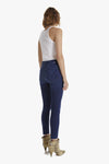 mother the high waisted looker ankle fray denim jeans blue dark tongue in chic