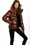 sam new york vegan leather isabel brandy puffer jacket