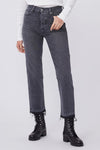 paige denim jeans high rise straight leg ankle black washed grey sarah deep end