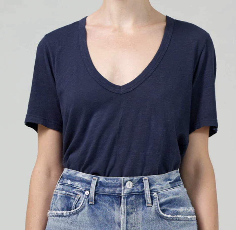 CITIZENS OF HUMANITY - CECILIE V NECK TEE NAVY WAS $199