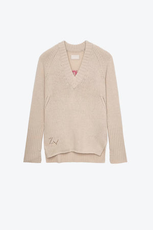 zadig et voltaire valmy we amour mastic knitwear womens