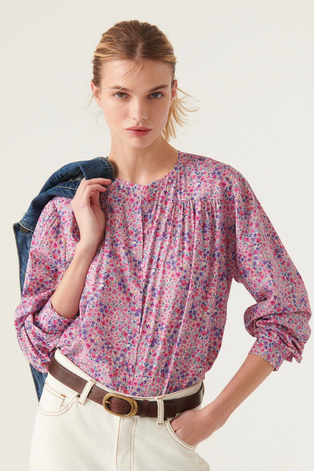 ba&sh xala floral shirt rose